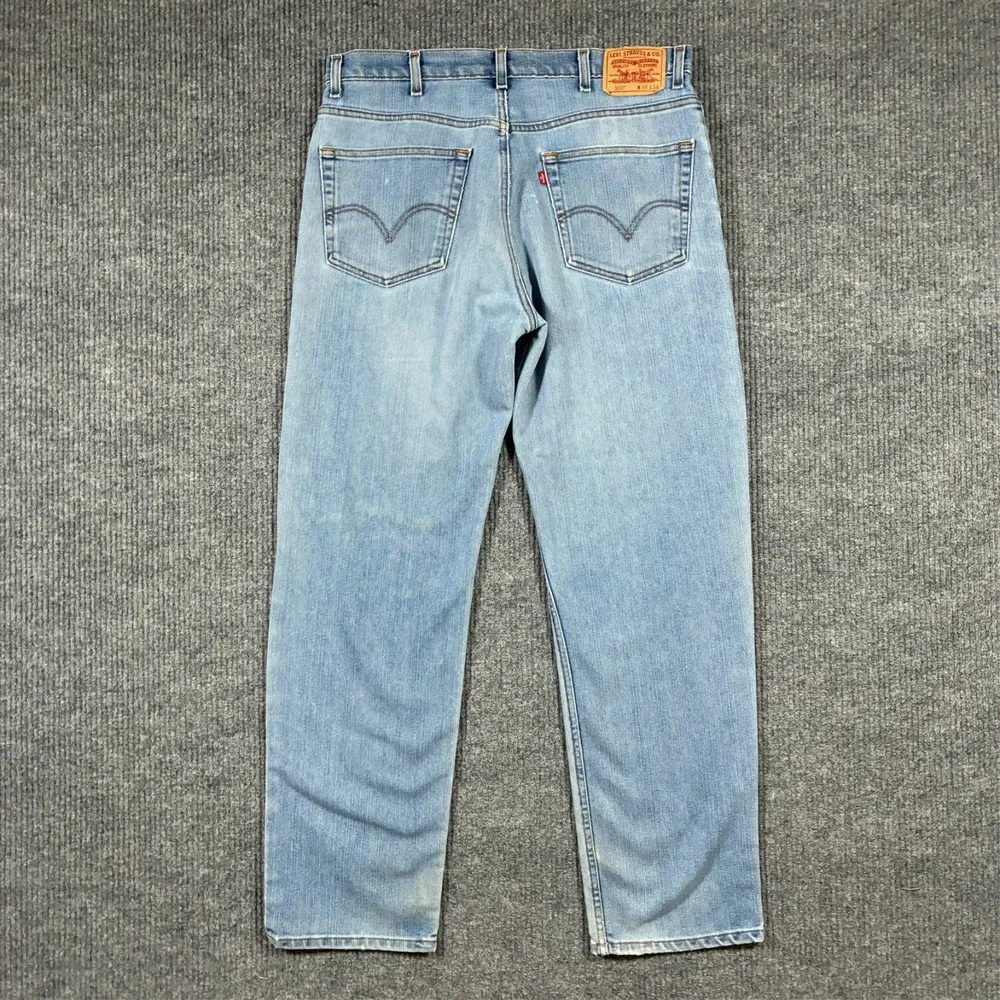 Levi's 550 Mens Straight Jeans 38x34 Blue Distressed Denim Relaxed Fit Mid Rise